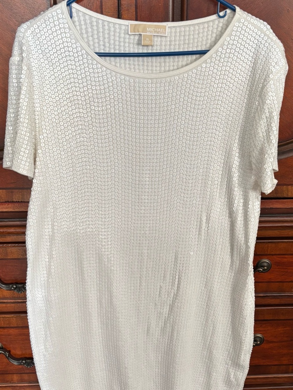 Michael Kors Off White Sequin Short Sleeve Tee dress